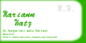 mariann watz business card